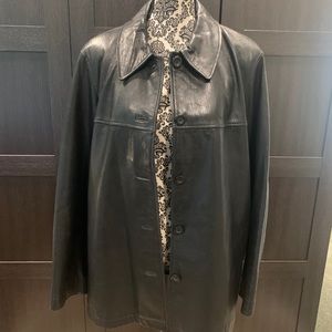 Women’s oversized, soft lamb skin leather jacket.